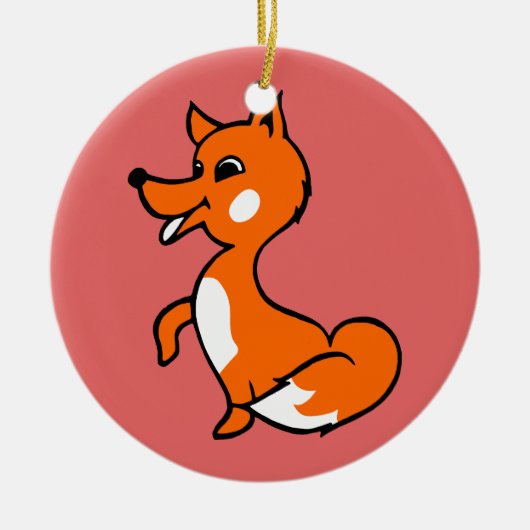 Cartoon Fox Keramisch Ornament (Voorkant)