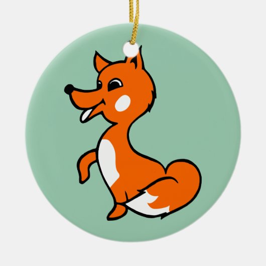 Cartoon Fox Keramisch Ornament (Voorkant)