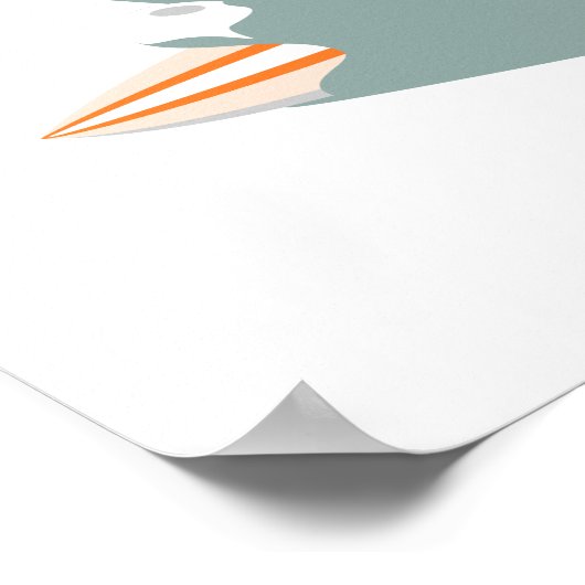 Cartoon Fox op een surfplank Poster (Hoek)