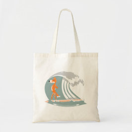 Cartoon Fox op een surfplank Tote Bag