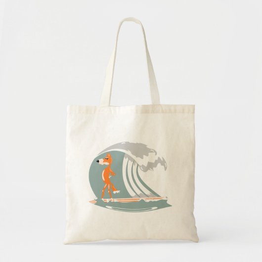 Cartoon Fox op een surfplank Tote Bag (Voorkant)
