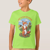 Cartoon Fox Prayer – Save Nature Message T-shirt (Voorkant)