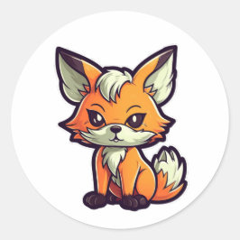 CARTOON FOX RONDE STICKER