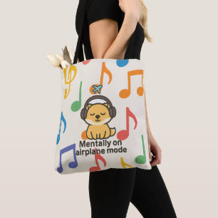 Cartoon Fox Sticker Mentaal in vliegtuigmodus Tote Bag