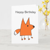 Cartoon Fox Verjaardag Kaart (Gele Bloem)