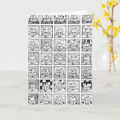 Cartoon Foxes Faces Squares Drawing Card Kaart (Gele Bloem)