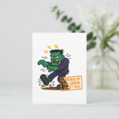 Cartoon Frankenstein - Goedgekeurd door Halloween Briefkaart (Staand voorkant)