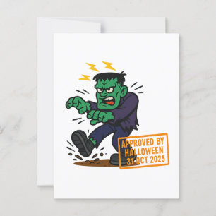 Cartoon Frankenstein - Goedgekeurd door Halloween Briefkaart