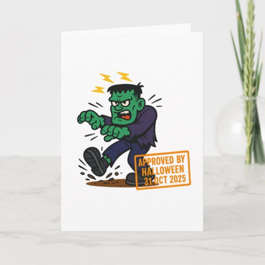 Cartoon Frankenstein - Goedgekeurd door Halloween Kaart (Voorkant)