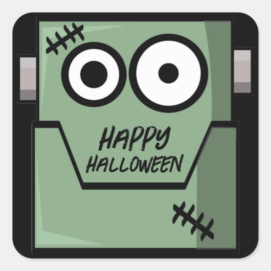 Cartoon Frankenstein's Monster Halloween Vierkante Sticker (Voorkant)