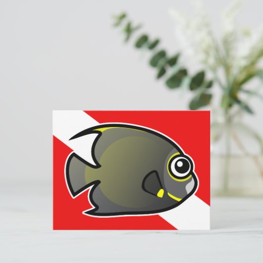 Cartoon Franse Angelfish Duikvlag Briefkaart (Staand voorkant)