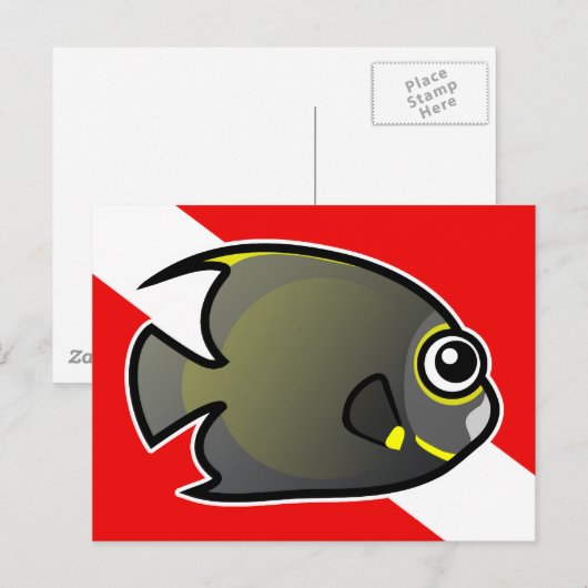 Cartoon Franse Angelfish Duikvlag Briefkaart (Voorkant / Achterkant)