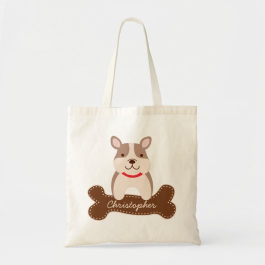 Cartoon Franse Bulldog Cute Puppy Dog Aangepaste n Tote Bag (Voorkant)