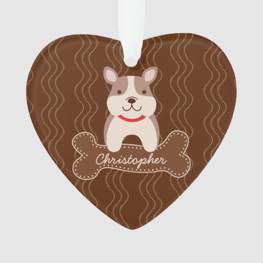 Cartoon Franse Bulldog Cute Puppy Hondenliefhebber Ornament (voorkant)