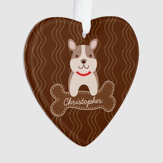 Cartoon Franse Bulldog Cute Puppy Hondenliefhebber Ornament (voorkant)