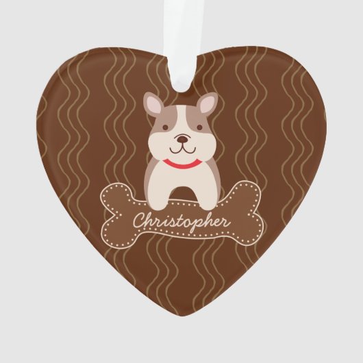 Cartoon Franse Bulldog Cute Puppy Hondenliefhebber Ornament (achterkant)