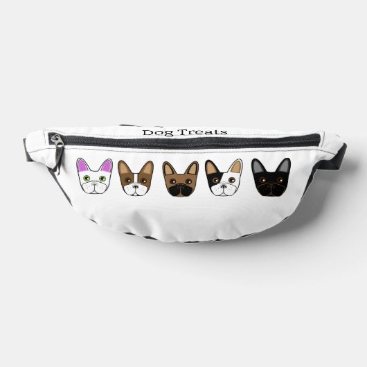 Cartoon Franse Bulldog Gezicht Hondentraktatie Heuptasje (Liggend)