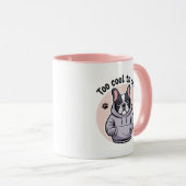 Cartoon Franse Bulldog met een hoodie in Mok (Voorkant rechts)