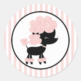 Cartoon Franse Poedel Ronde Sticker