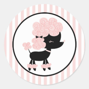 Cartoon Franse Poedel Ronde Sticker