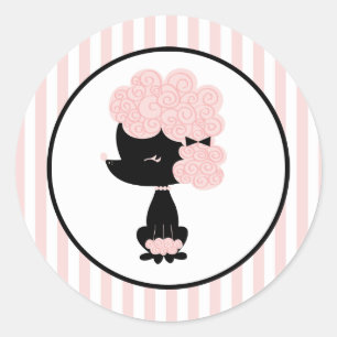 Cartoon Franse Poedel Ronde Sticker