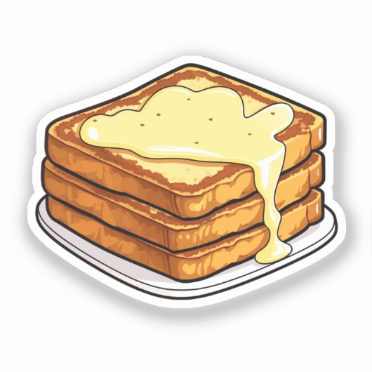 Cartoon franse toast sticker (Voorkant)