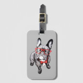 Cartoon French Bulldog Bagagelabel (Voorkant (verticaal))