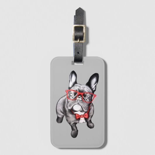 Cartoon French Bulldog Bagagelabel (Voorkant (verticaal))