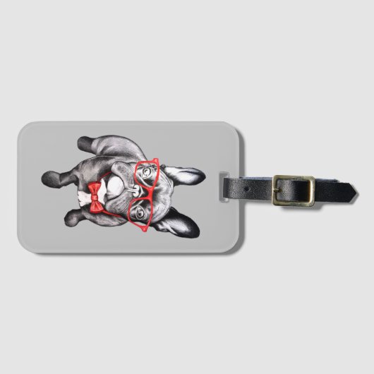 Cartoon French Bulldog Bagagelabel (Voorkant (horizontaal))