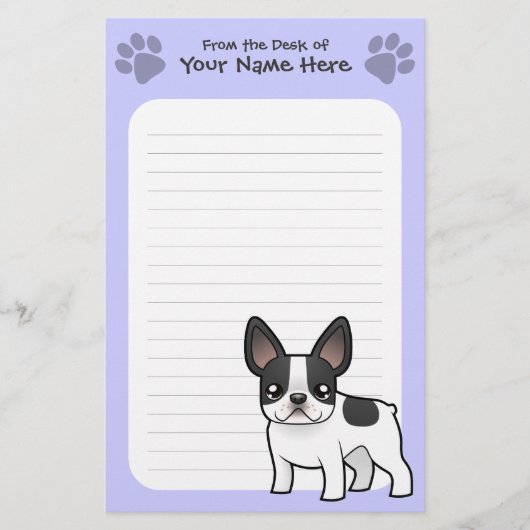 Cartoon French Bulldog Briefpapier (Voorkant)