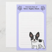Cartoon French Bulldog Briefpapier (Voorkant / Achterkant)
