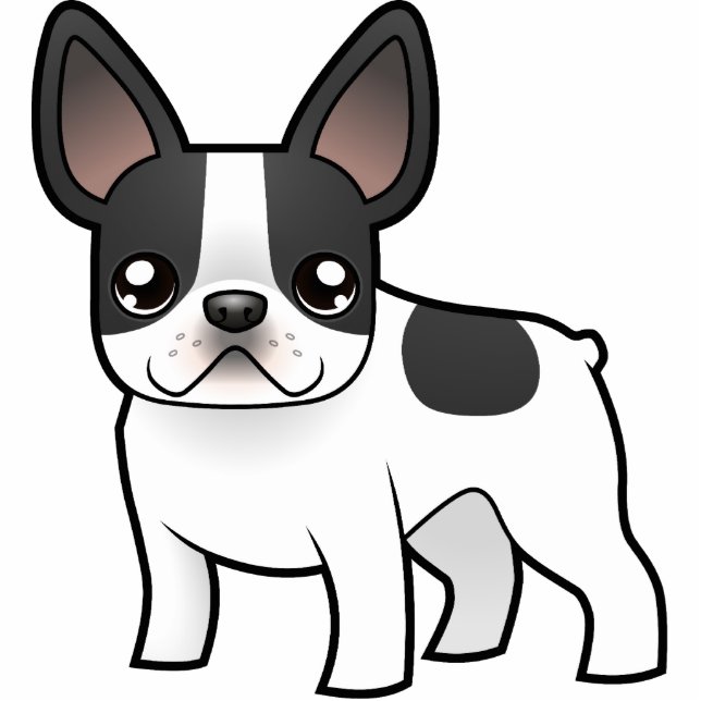 Cartoon French Bulldog Fotobeeldje Magneet (Voorkant)