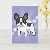 Cartoon French Bulldog Kaart (Gele Bloem)