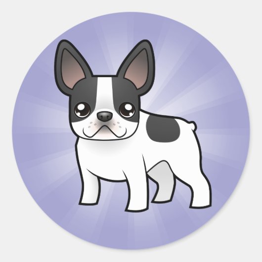 Cartoon French Bulldog Ronde Sticker (Voorkant)