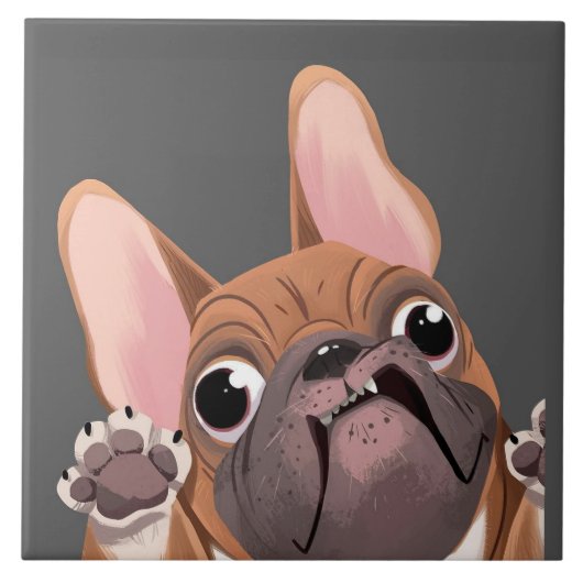 Cartoon French Bulldog Tegeltje (Voorkant)