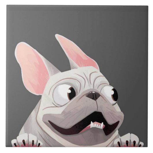 Cartoon French Bulldog Tegeltje (Voorkant)