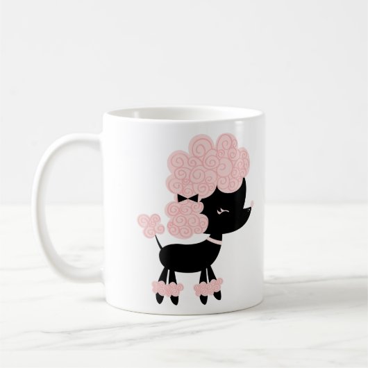 Cartoon French Poodle Koffiemok (Links)