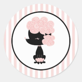 Cartoon French Poodle Ronde Sticker