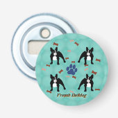Cartoon Frenchie Button Flesopener (Voorkant)