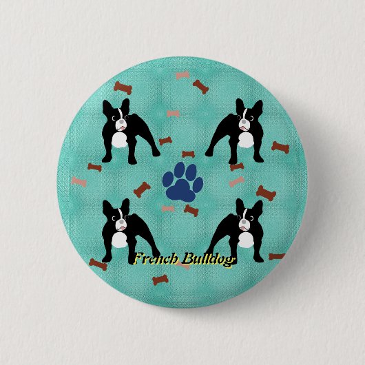 Cartoon Frenchie Ronde Button 5,7 Cm (Voorkant)