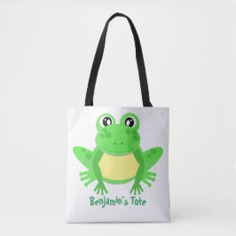 Cartoon Frog Green Schattige Tote Bag