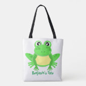 Cartoon Frog Green Schattige Tote Bag (Achterkant)