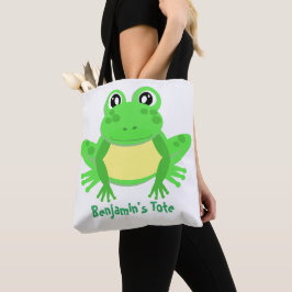 Cartoon Frog Green Schattige Tote Bag