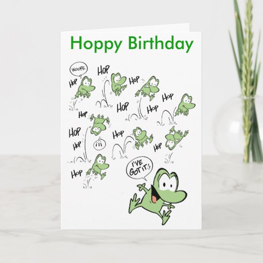 Cartoon Frog Happy Birthday Kaart (Voorkant)