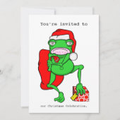 Cartoon Frog Kerstfeest uitnodiging (Voorkant)