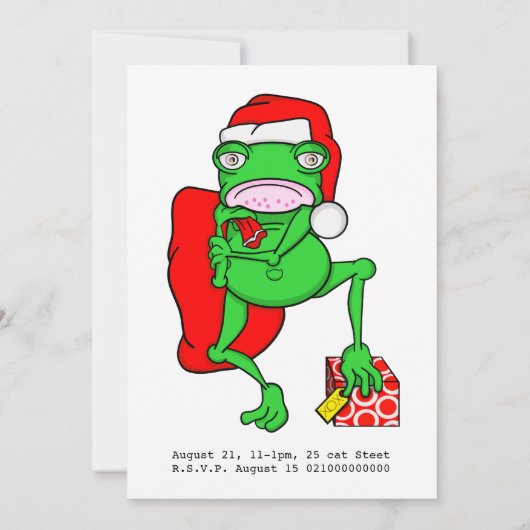 Cartoon Frog Kerstfeest uitnodiging (Achterkant)