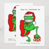 Cartoon Frog Kerstfeest uitnodiging (Voorkant / Achterkant)