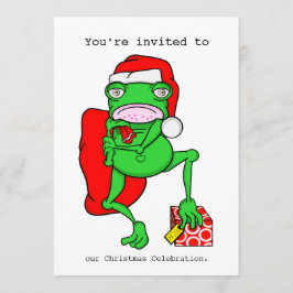 Cartoon Frog Kerstfeest uitnodiging