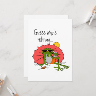 Cartoon Frog op de Beach Retirement Party Kaart