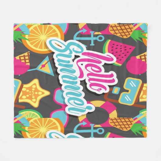 Cartoon Fruits Fleece Blanket (Voorkant (Horizontaal))